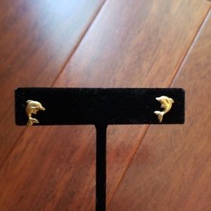14k dainty dolphin earrings
